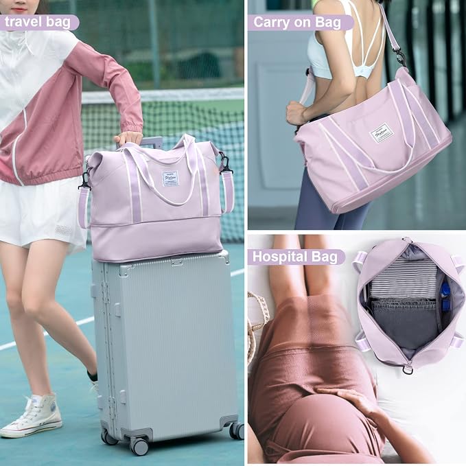 Travel Duffel Bag, Sports Tote Gym Bag, Shoulder Weekender Overnight Bag for Women - Image 7