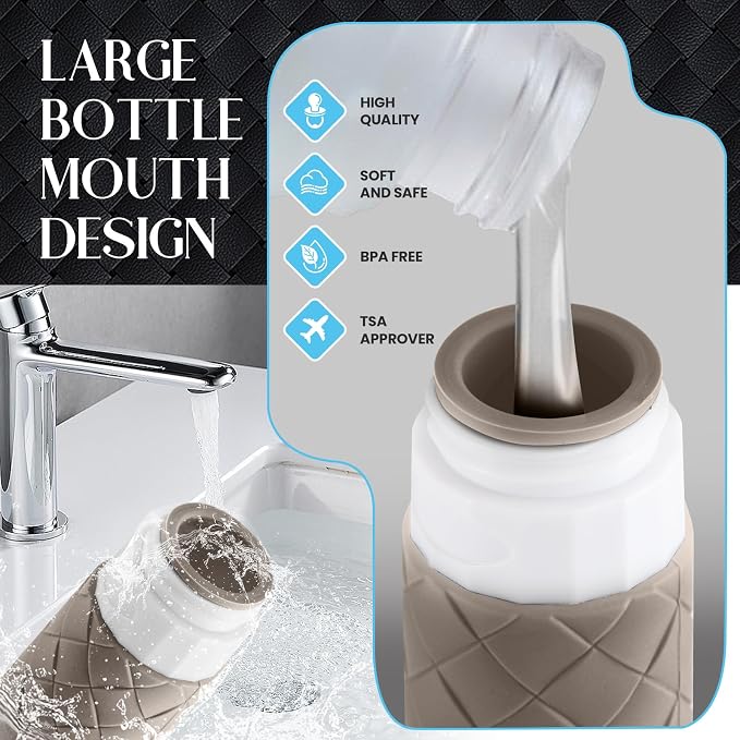 Silevoler Travel Bottles for Toiletries, TSA-Approved Travel Size Container | Woven Pattern BPA Free Silicone Leak Proof Refillable Liqus Shampoo And Conditioner Essentials Toiletry Bottles(Cream) - Image 6