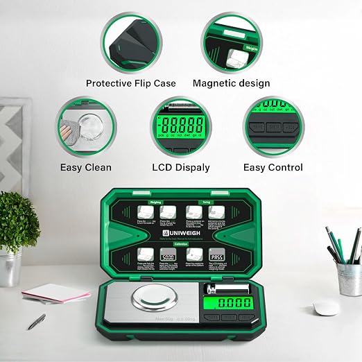 Milligram Scale Precision 0.001g/50g mg Scale for Weighing Powders | Digital Jewelry Scale for Gold,Coins,Gem,Reloading,Pocket Micro Gram Scale with 6 Units,Tare,Cal Weight,Battery Powered - Image 3