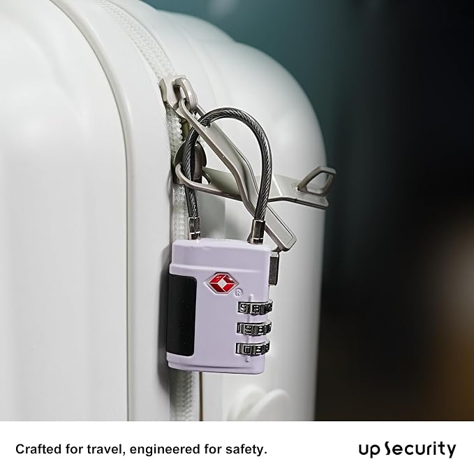 Combo TSA Locks for Luggage, Locker, Suitcase, Luggage Locks TSA Approved, Small Combination Padlock with Cable for Gym Locker, Gun Case, Backpack Bag Zipper, Storage Box, Travel Safe - Image 7