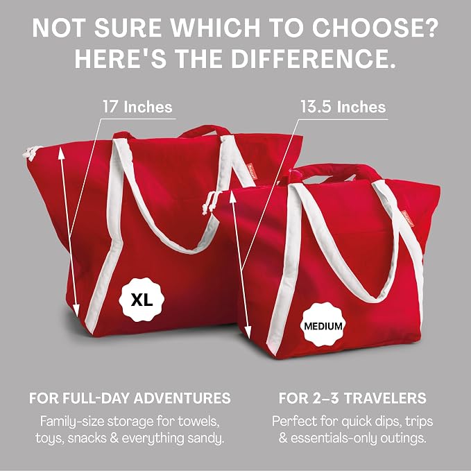 Bodysurf Beach Bag Waterproof Sandproof, Foldable Packable Travel Zip Tote | Pool, boat and swim bag for men and women, XL and medium, 6 colors, zip-top, front pocket, inner wet pouch, recycled nylon - Image 5