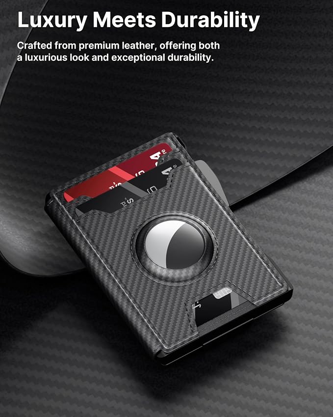 typecase AirTag Wallet for Men: Compatible with Apple AirTag (1st & 2nd Generation), RFID Blocking, Genuine Leather, Slim & Minimalist Design,13 Cards Capacitiy | ID Window | Money Clip (Carbon Fiber) - Image 8