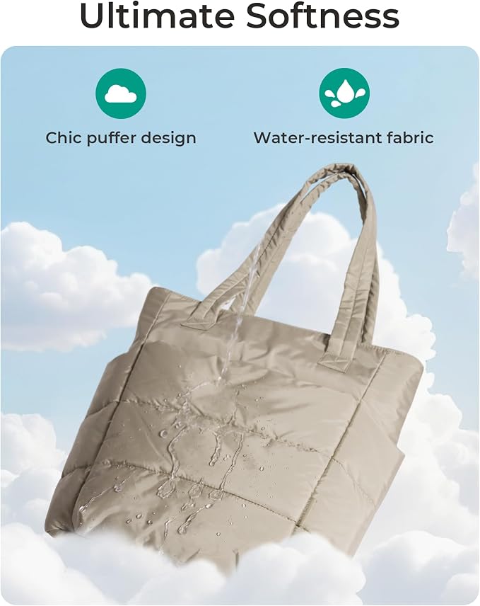 BAGSMART Tote Bag for Women, Lightweight Puffy Tote Bag with Compartments Shoulder Bag Handbag for Travel, Work, Gym | Lightweight - Image 4