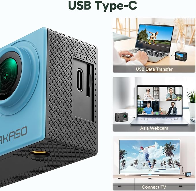 AKASO EK7000 4K30FPS 20MP WiFi Action Camera with EIS Ultra HD 131FT Waterproof Underwater Camera Remote Control 4X Zoom Support External Microphone Blue - Image 9