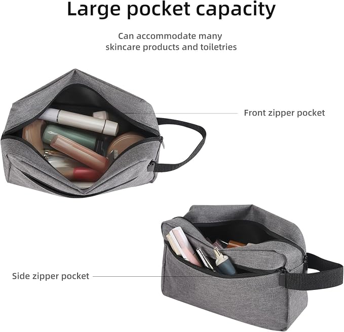 Icramsy Travel Toiletry bag Toiletry bag for women men Hanging Cosmetic bag Travel accessories for Women Men (Grey) - Image 4