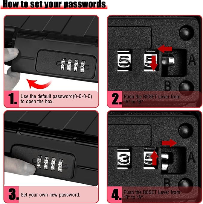 XXL Large Security Lock Box,Outdoor Waterproof Shockproof Travel Safe Lock Box with Removable Wire Rope,4-Digit Combination Safe Box for Dorm,Travel,Beach,Hotel,Car,Home,Office - Image 6