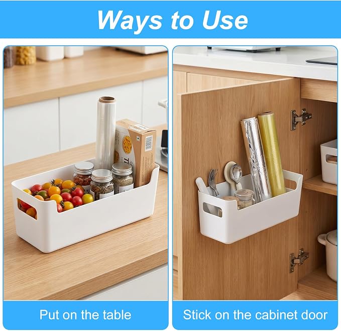 6 Pcs Adhesive Cabinet Door Organizer, White Inside Cabinet Door Organizers and Storage for Kitchen, Bathroom, Office, Garage - No Drilling Space Saver with Strong Sticky Backing - Image 4