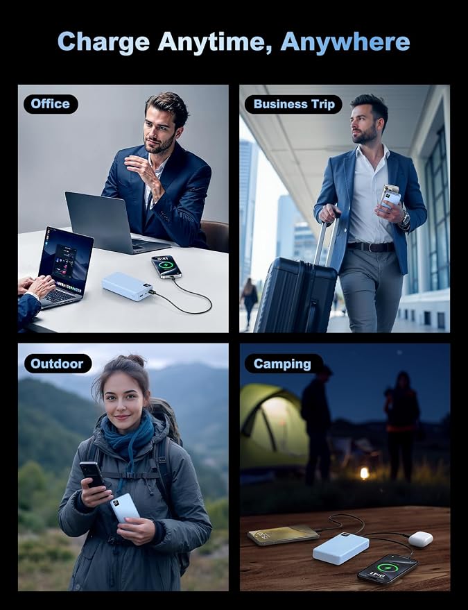 Portable Charger 56800mAh, 22.5W Fast Charging Power Bank with LED Display | Portable Phone Charger for Camping Travel Essential Compatible with iPhone 17/16/15/14/13 Series,Samsung, Google,iPad-SkyBlue - Image 7