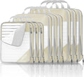9 Set Compression Packing Cubes for Travel - Compressible, Lightweight, and Space-Saving Packing Cubes, Travel Essentials for Women, Beige by NICOSHOW