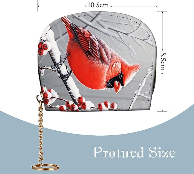 Women's Slim RFID Wallet – Compact Leather Card Holder Wallet for Women, 9 Card Slots RFID Blocking Credit Card Organizer, Small Travel Wallet - Cardinal in Snow - Image 2