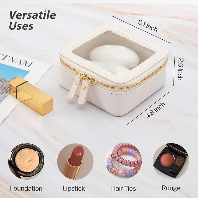 Aveniee Clear Makeup Bag Small, Mini Travel Toiletry Bag Cosmetic Bags Organizer, TSA Approved Clear Makeup Case Pouch with Zipper, Car Essentials for Women Men(Mini-White) - Image 3