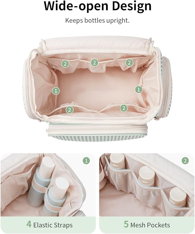 Narwey Hanging Travel Toiletry Bag for Women, Large Makeup Cosmetic Bag | Wide Open, Organized Pocket, Dry Wet Separation, Portable Bathroom Travel Bag for Full Size Toiletries, Vivid Pattern, Gifts - Image 4