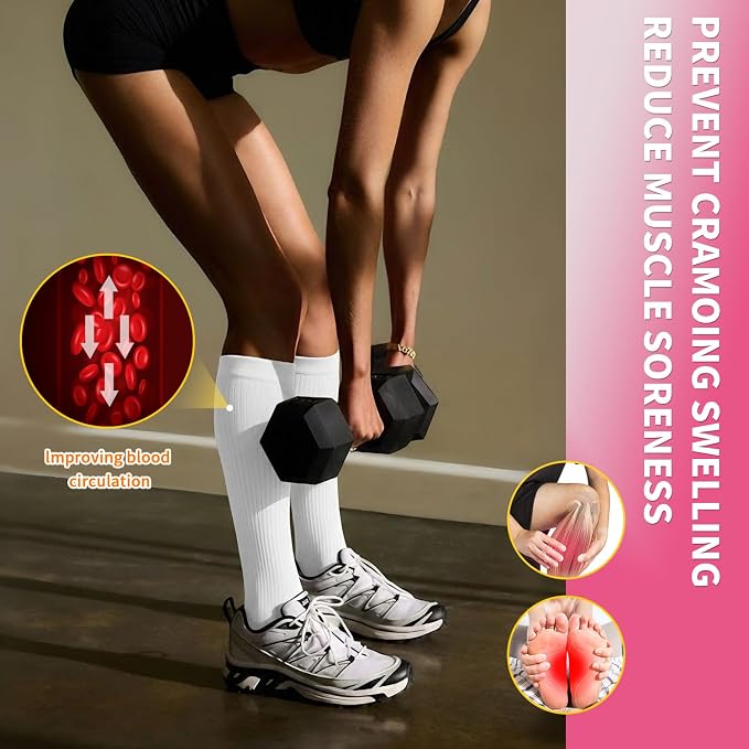 Sooverki Compression Socks for Women & Men 6 Pairs is Best Supportive Knee High Stockings for Circulation, Travel, Nurses - Image 4