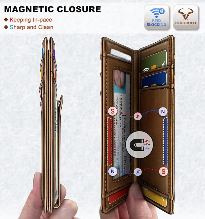 BULLIANT Magnetic Slim Leather Pocket Wallet Money Clip For Men 12Cards | RFID Blocking | Easy Access | Gift Boxed - Image 3