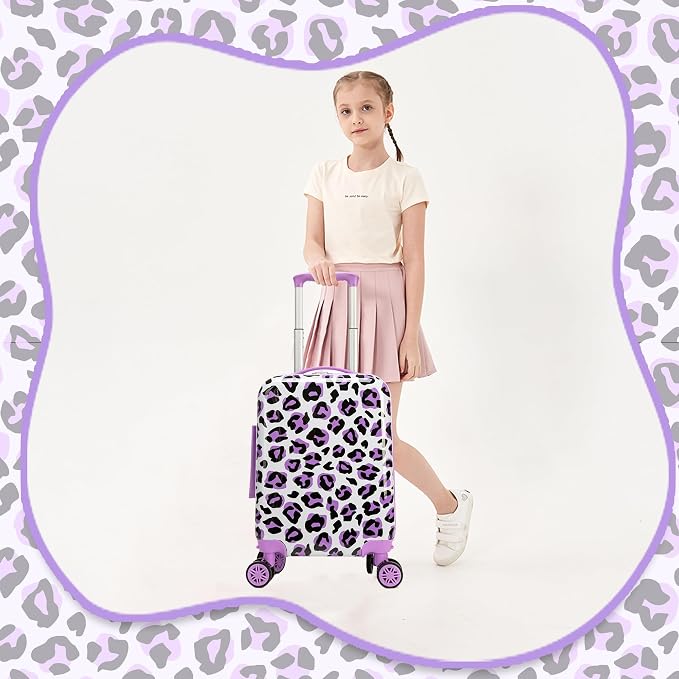Kid's Luggage Set 2 Piece Suitcase Set Hardside Luggage with Spinner Wheels Girls Carry on Toddler Travel Rolling Suitcase with Neck Pillow Airline Approved - Image 8