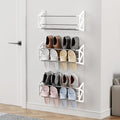 3 Pack Wall Mounted Shoe Rack, No Drill Adhesive & Screw 2-in-1 Holds 12 Pairs, Space-Saving Vertical Storage for Entryway, Bathroom & Kitchen, Renter Friendly Fits Tile Marble Glass Wood Wall (White) by DEYILIAN