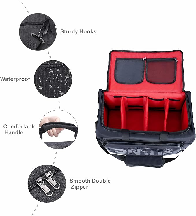 Shoe Bags for Travel Sneaker Travel Bag Shoes Duffel Bags Waterproof Gym Sports Luggage Sneakerhead Bag for Men with 3 Adjustable Dividers fit 4 Pairs Heavy Duty Travel Accessories (red) - Image 3