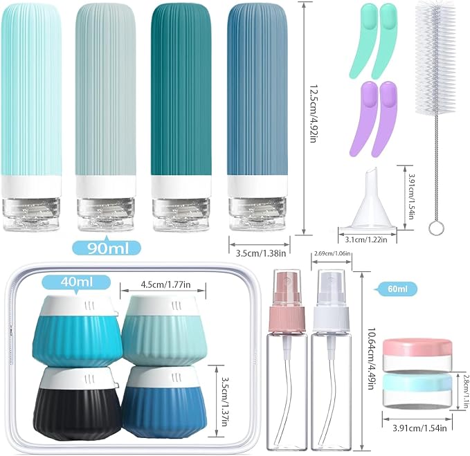 18Pack Travel Bottles for Toiletries TSA Approved Silicone Travel Containers for Toiletries, Leak Proof Refillable Liqus Shampoo And Conditioner travel Essentials toiletry Bottles (BPA Free) - Image 2