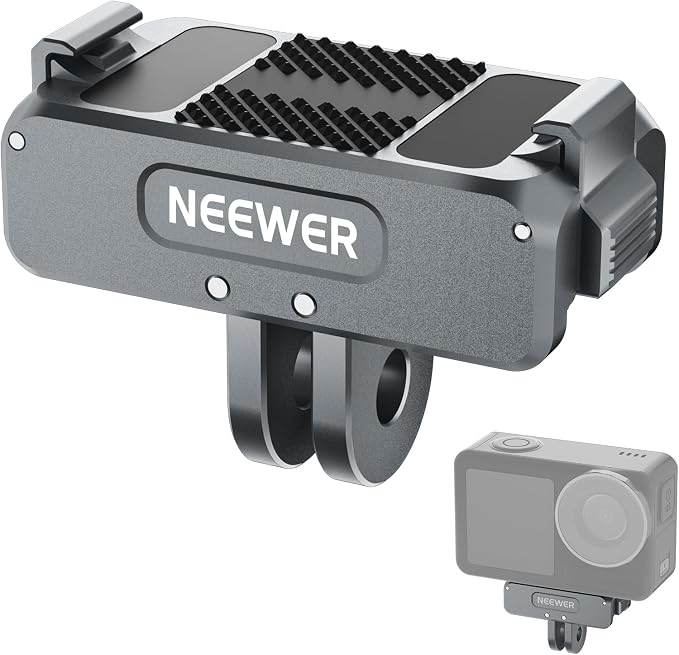 NEEWER Upgraded Magnetic Mount Adapter Compatible with DJI Osmo 360 / Action 5 Pro/4/3, Quick Release Action Camera Mount Vlogging Accessories with 1/4" Tripod Thread, AC011 Dark Gray by Neewer
