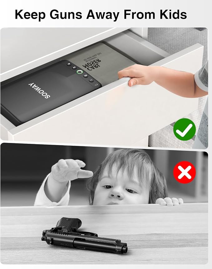 Gun Safe, Small Pistol Safe Biometric Gun Safe for Handgun, Portable Fingerprint Quick Access Gun Lock Box for Car Travel Nightstand Bedside - Image 6