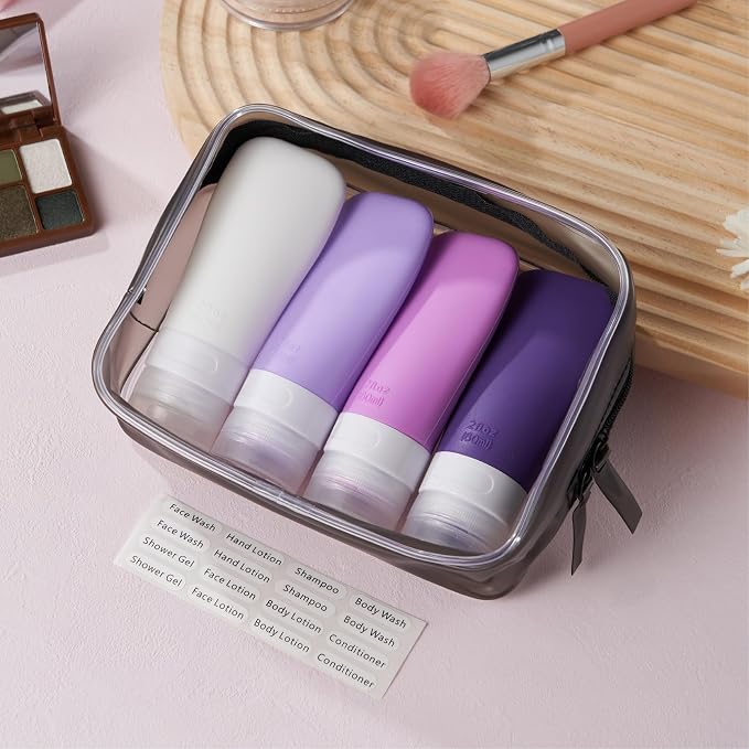 INSFIT Travel Bottles for Toiletries, TSA Approved 3oz Travel Size Containers, BPA Free Leak Proof Squeezable Silicone Tubes for Shampoo Conditioner Lotion Body Wash with Labels - Image 7