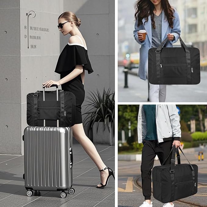 Duffle Bag for Travel Foldable Personal Item Travel Bag, 23L, Black | Carry On Duffel Bag Women Men Frontier Airlines Personal Item Bag Hospital Weekend Overnight Trips - Image 2