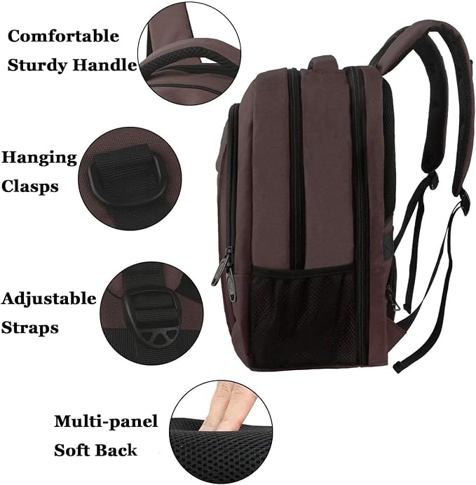 MATEIN Brown 17.3 Inch Laptop Backpack, Extra Large TSA Friendly Travel Bag | Anti Theft, Flight Approved, Carry On Business Daypack, Work College Bag, Sturdy Water Resistant, Gifts for Men & Women - Image 6