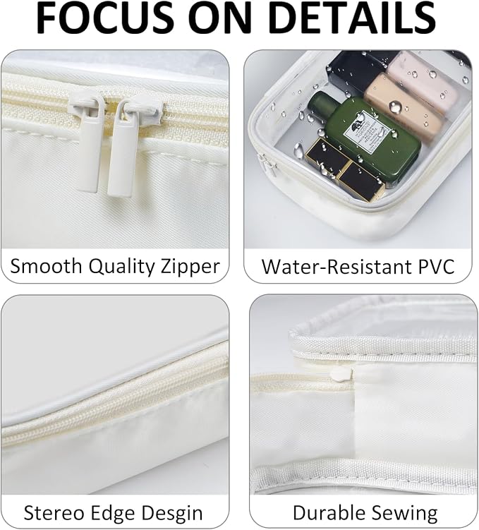 Moyad TSA Approved Toiletry Bag Clear Quart Size Travel Bags Makeup Bag | Large Opening, for Men and Women, Carry on Airline Compliant, Transparent Liquids Pouch, Beige - Image 3