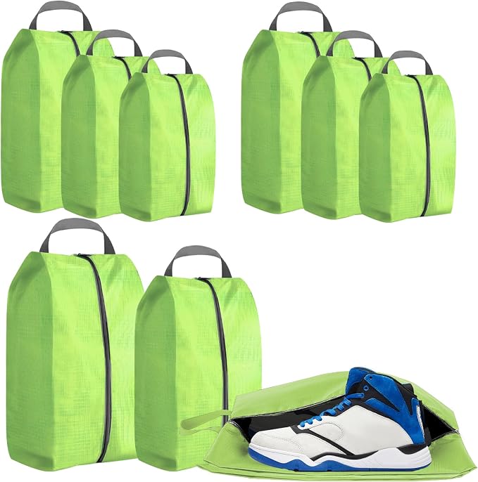 ASTIMESA 9 Pieces Waterproof Shoe Bag, 3 Different Sizes Zippered Travel Shoe Bags with Handle, Portable Shoe Packing Cubes Cases for Women Men Organizer Gym Travelling Suitcase (Green) by Unknown