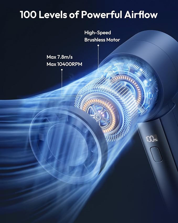 Gaiatop Small Handheld Personal Fan, Powerful High Speed Turbo Cooling | USB Rechargeable Mini Portable Fan for Travel, Outdoor Essentials, Summer Gifts for Women Girls,, Navy Blue - Image 2
