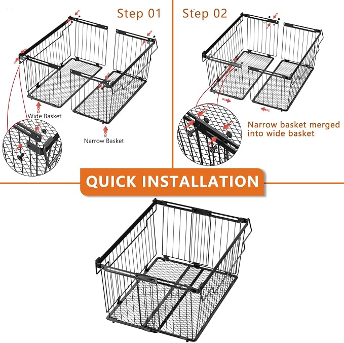 Large Freezer Organizer Bins for 5 to 9 Cu.Ft,Leak-Proof Bottom，3 Pack | ANJUBANFreezer Organizer Bins, Stackable,expandable,foldable,With handle Wire Storage Container Baskets for Sort Frozen Meats - Image 8