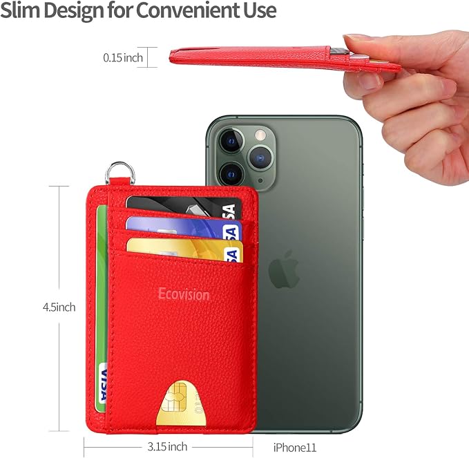Slim Minimalist Front Pocket Wallet, RFID Blocking Credit Card Holder Wallet with Detachable D-Shackle for Men Women - Image 7