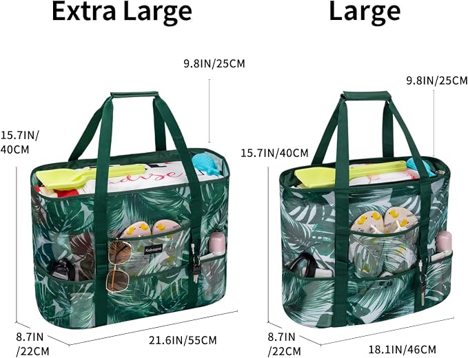 KABAQOO Mesh Beach Bag, Extra Large Beach Bags with 9 Pockets & Zipper Waterproof Lightweight Beach Tote for Beach/Pool Trip - Image 5