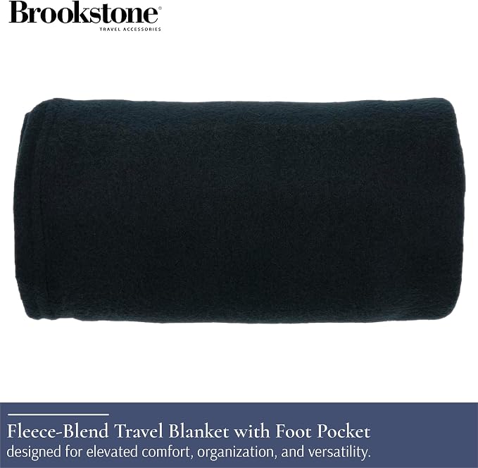 Brookstone Travel Blanket Fleece Throw with Foot Pocket, Compact | Toe Pouch Keeps You Cozy and Prevents Slipping on Long Trips, Folds Into Its Own Sack for Planes, Cars or Camping - Image 2