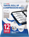 12-Piece Travel Vacuum Storage Bags—Roll-Up Compression Bags to Save Space in Luggage, for Camping, and for Storing Clothing—No Pumping Required, 23.65” X 15.75” by NEWUNISI