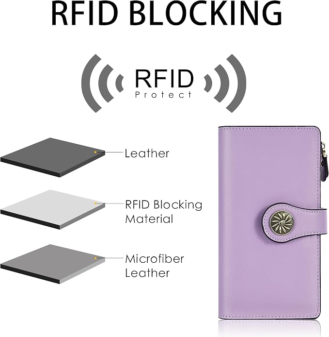 Travelambo Women's Wallet RFID Blocking Trifold Clutch Large Capacity Credit Card Holder Travel Purse - Image 4