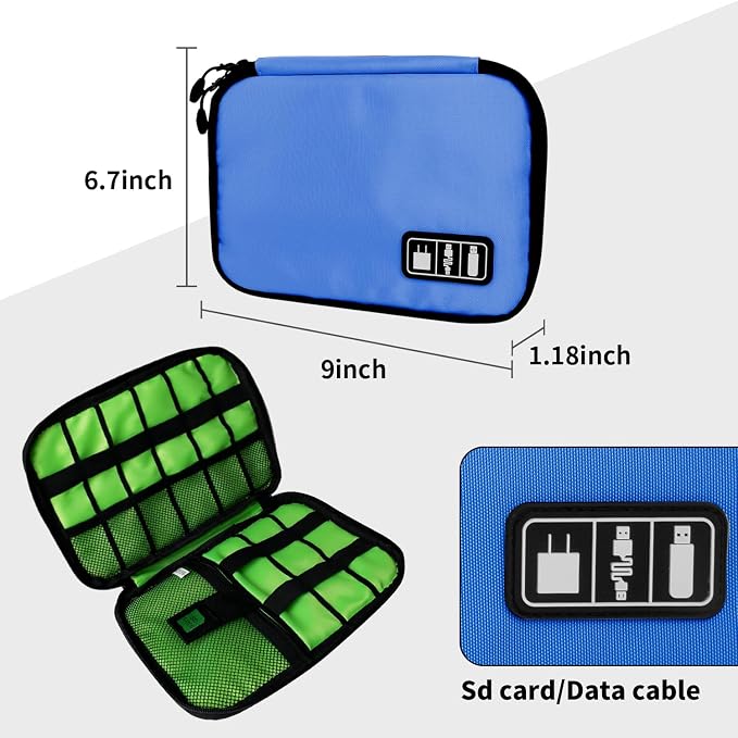 Lcsmaokin Electronics Organizer Travel Case,Electronic Accessories Storage Bag,Portable Waterproof Cable Organizer Bag,Travel Cord Organizer Bags for Small Charging Cord Storage,SD Card-Royal Blue - Image 4