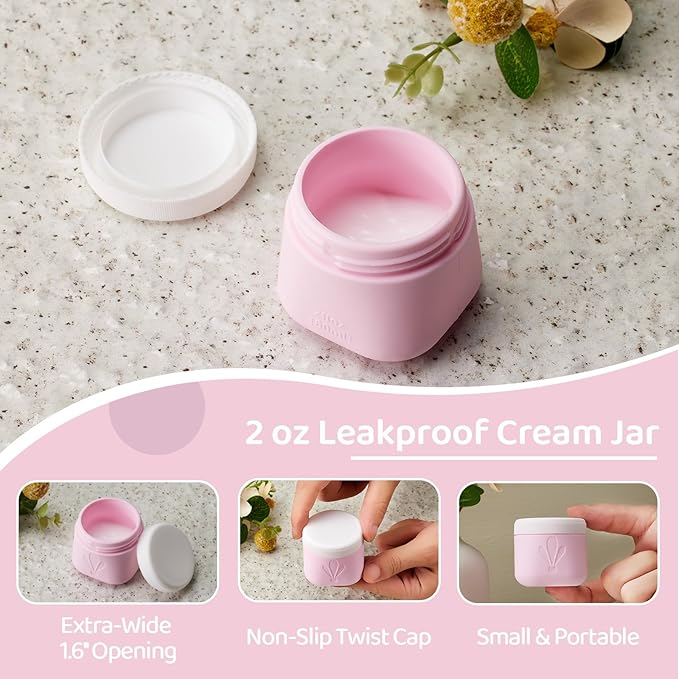 INSFIT travel bottles for toiletries 6 Pack, Leak proof Travel Size Toiletries Containers with toiletry bag, Squeezable Silicone Bottles & Cream Jars, Travel Essentials BPA-Free set for Shampoo - Image 2