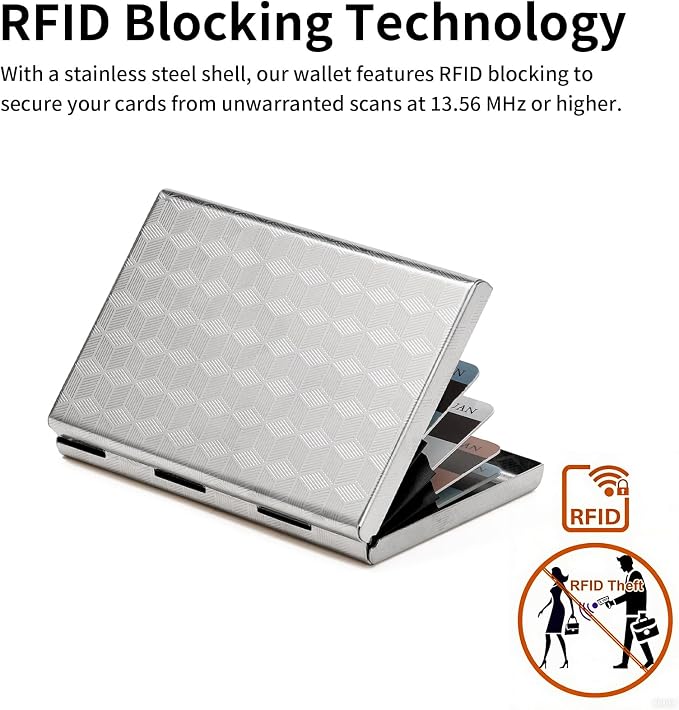 Slim Credit Card Holder RFID Blocking Credit Card Stainless Steel Metal Wallet Business Card Cases with 6 Slots Men for Women - Image 5
