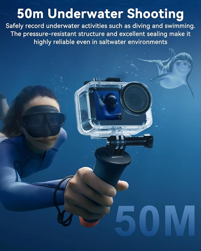 Waterproof Case for DJI Action 5 Pro Action 4/3 Camera Accessories | 164FT/50M Underwater Waterproof Case with Anti-Fog Shell Cage, for Deep Diving Scuba Snorkeling with Quick Release Screw - Image 4