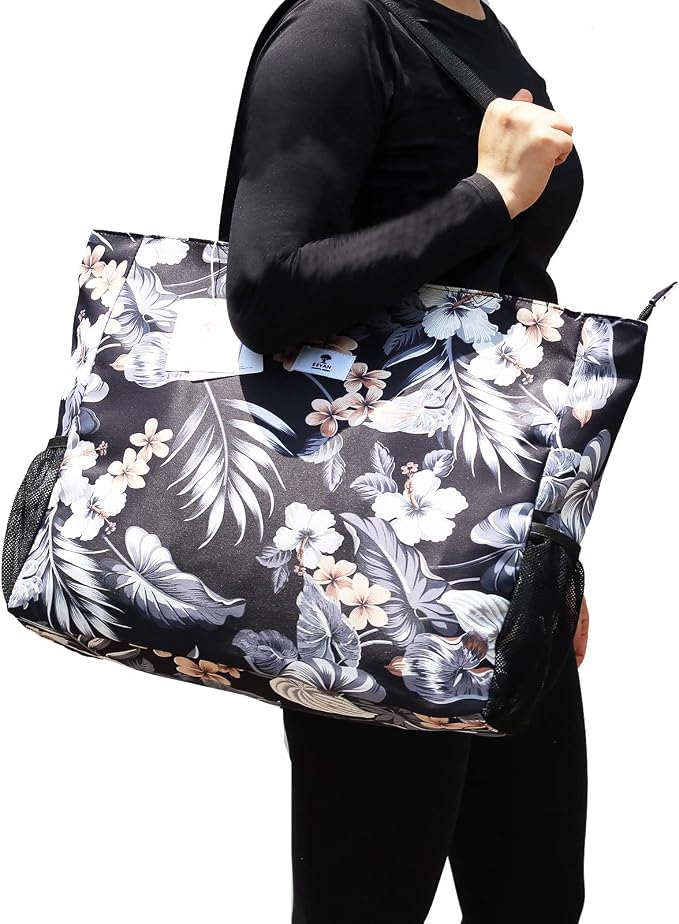 ESVAN LARGE BEACH BAG Water Resistant Lightweight 20 inch Women Oversize Tote Bag for Gym Beach Travel Pool Yoga Nurse - Image 2