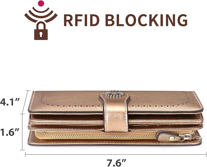 SENDEFN Wallets for Women Leather Credit Card Holder with RFID Blocking Large Capacity Wristlet | with RFID Blocking - Image 3