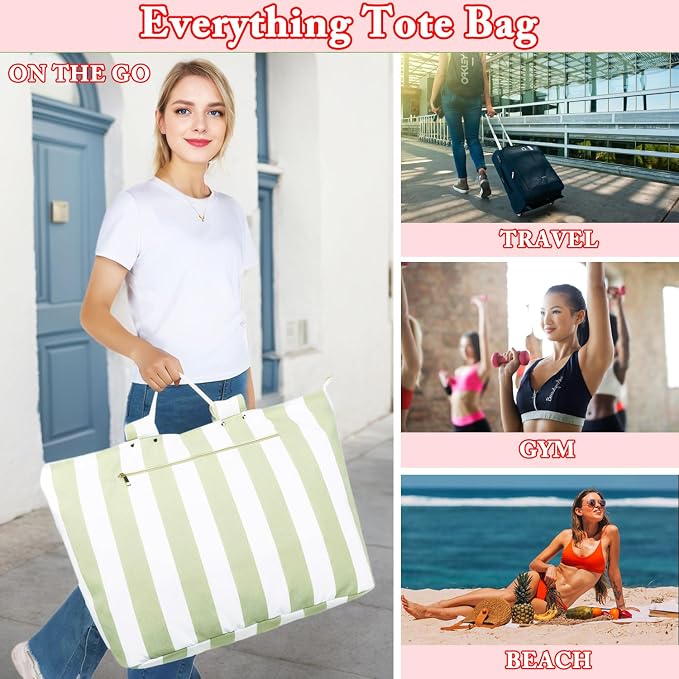 Fammart Beach Bags Waterproof Sandproof for Women, Large Canvas Pool Bag with Leakproof Wet Pocket & Zipper Cruise Essentials - Image 7