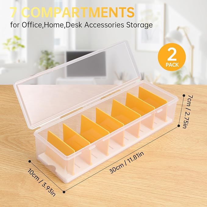 PAVSTINE 2 Pack Clear Cable Organizer Box with Lid, Plastic Charger Cable Cord Storage Organizer, Office Desk Organizers, Multifunctional Accessories Storage for Home Drawer Office, Stackable - Image 7