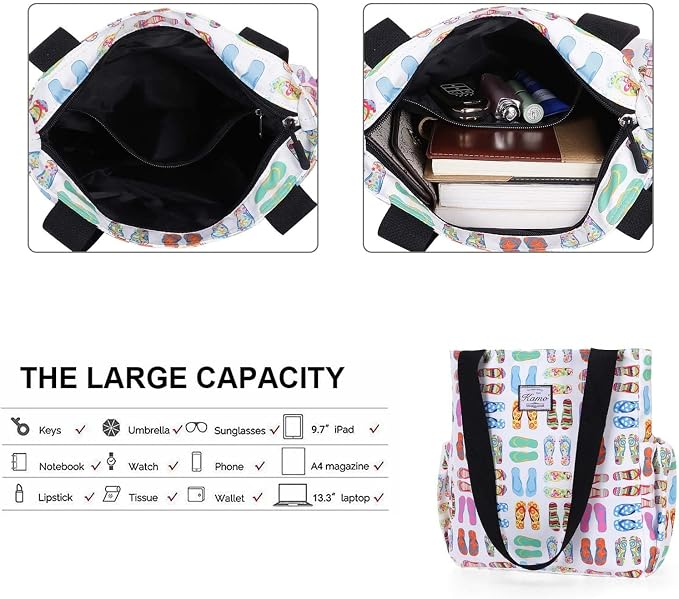 KAMO Floral Tote Bag - Waterproof Lightweight Handbags Travel Shoulder Bag for Hiking Yoga Gym Swimming Travel Beach - Image 5