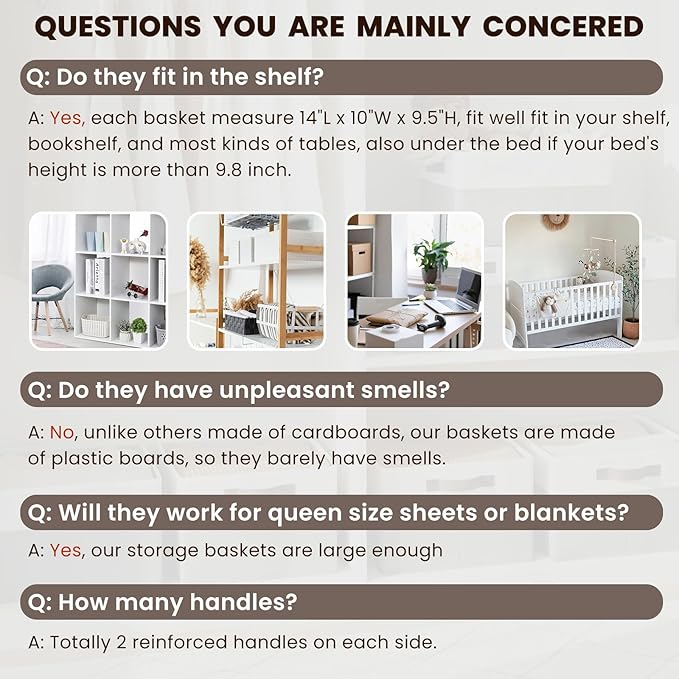 6 Pack Closet Organizers and Storage Bins, Cute Dorm Room Essentials for Clothes Beddings Bags, Under Bed Storage Containers, Apartment Essentials Baskets for Organizing (14L*10W*9.5H) - Image 7