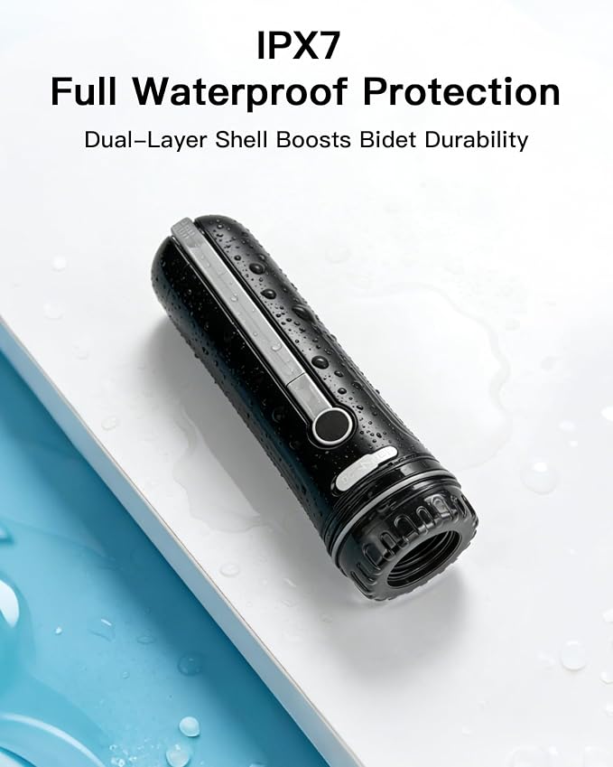 Portable Bidet for Travel, 800mAh Electric Handheld Bidet with 380ml Bottle | Rechargeable Handheld Bidet Sprayer, Peri Bottle for Women & Men, Works with Warm Water, Personal Hygiene Care - Image 7