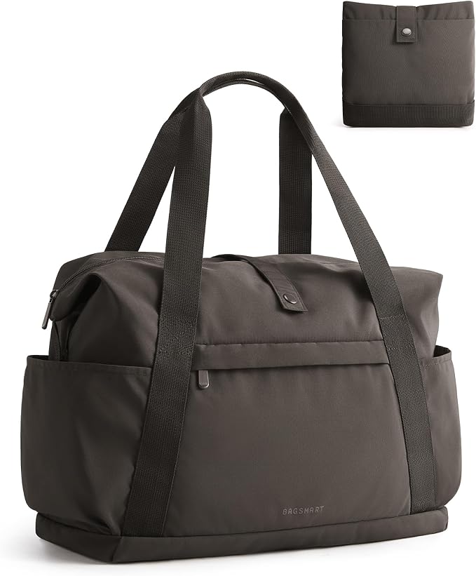 BAGSMART Foldable Duffle Bag for Travel, 25L Personal Item Travel Bag, Carry on Duffel Bag for Travel Essentials, Lightweight Gym Bag for Women, Weekender Bags for Women, Water Resistant by BAGSMART