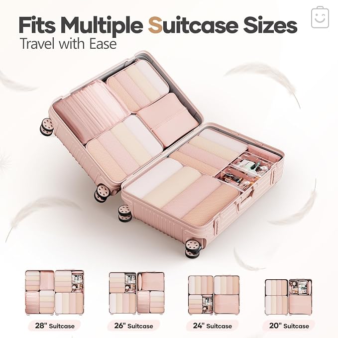 Veken 9/11 Set Compression Packing Cubes Garment Bags for Travel Essentials,Compressible Expandable Luggage Organizer Bags for Clothing,Space Saver Bags with Over 1000 pcs of Mesh Holes(Beige) - Image 8