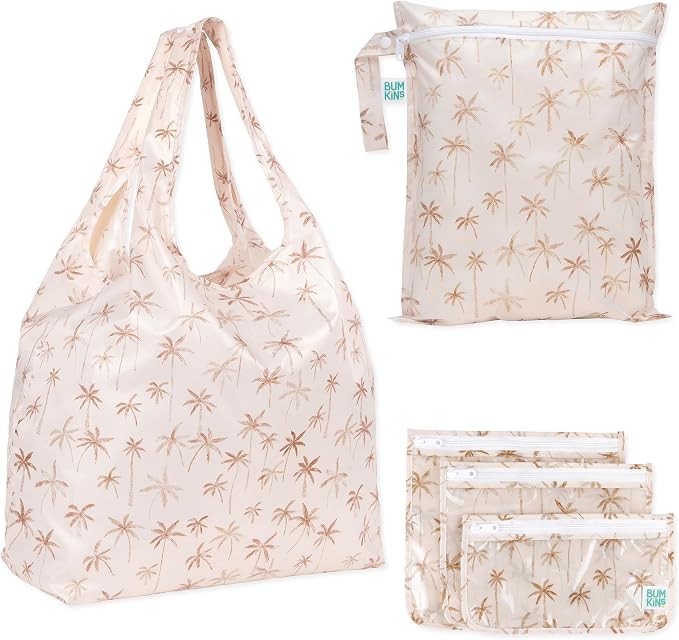 Bumkins Reusable Grocery Shopping Tote Bag for Women, Large Boho Style with Handles, Foldable, Washable, Shoulder Straps by Bumkins
